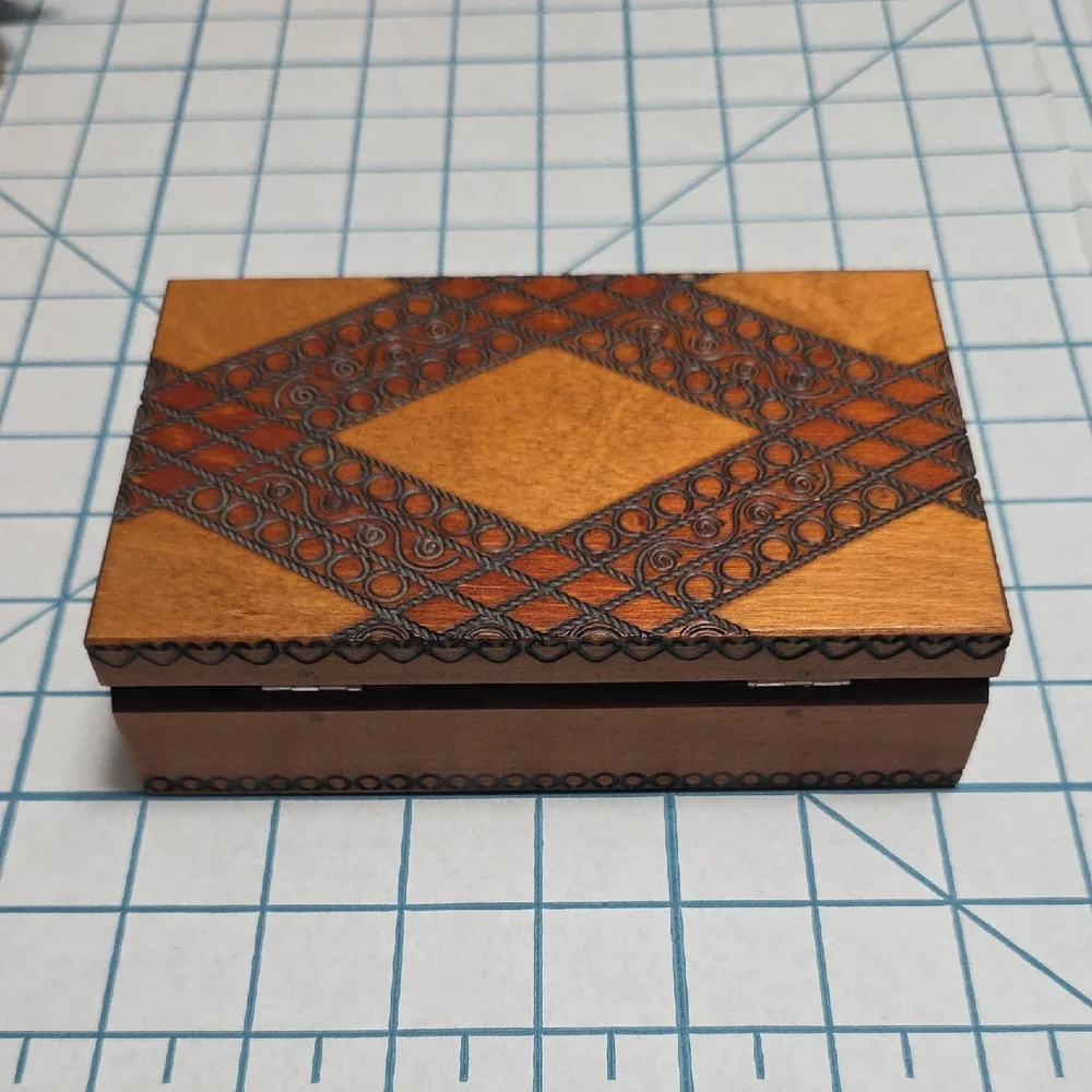 Polish Folk Art Box: Handmade Hinged Wooden Box #1,‎ Etched Designs, Vintage
